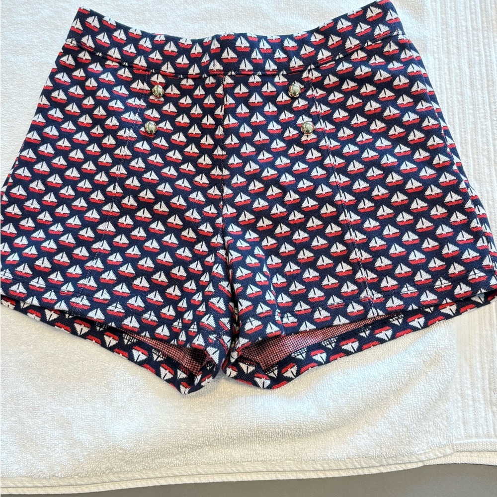Navy Blue Sailboat Print Women's Shorts